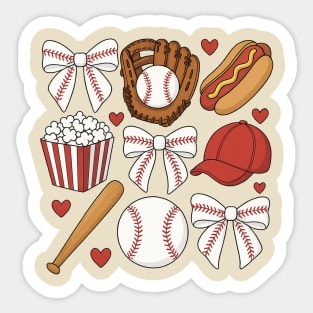 Coquette Baseball Bow | Cute Game Day Gift for Girls, Cheer Moms & Baseball Mamas Sticker